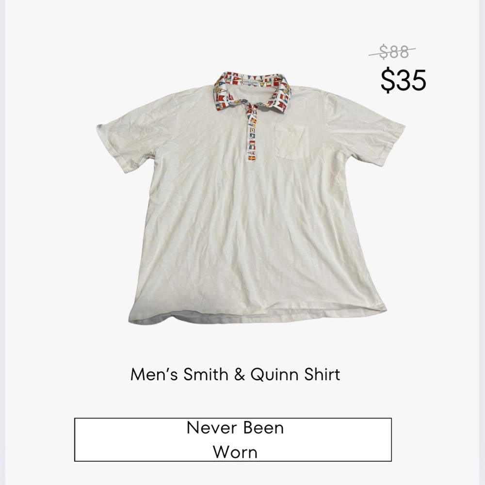 Smith & Quinn Men's Casual White Shirt with Patterned Collar